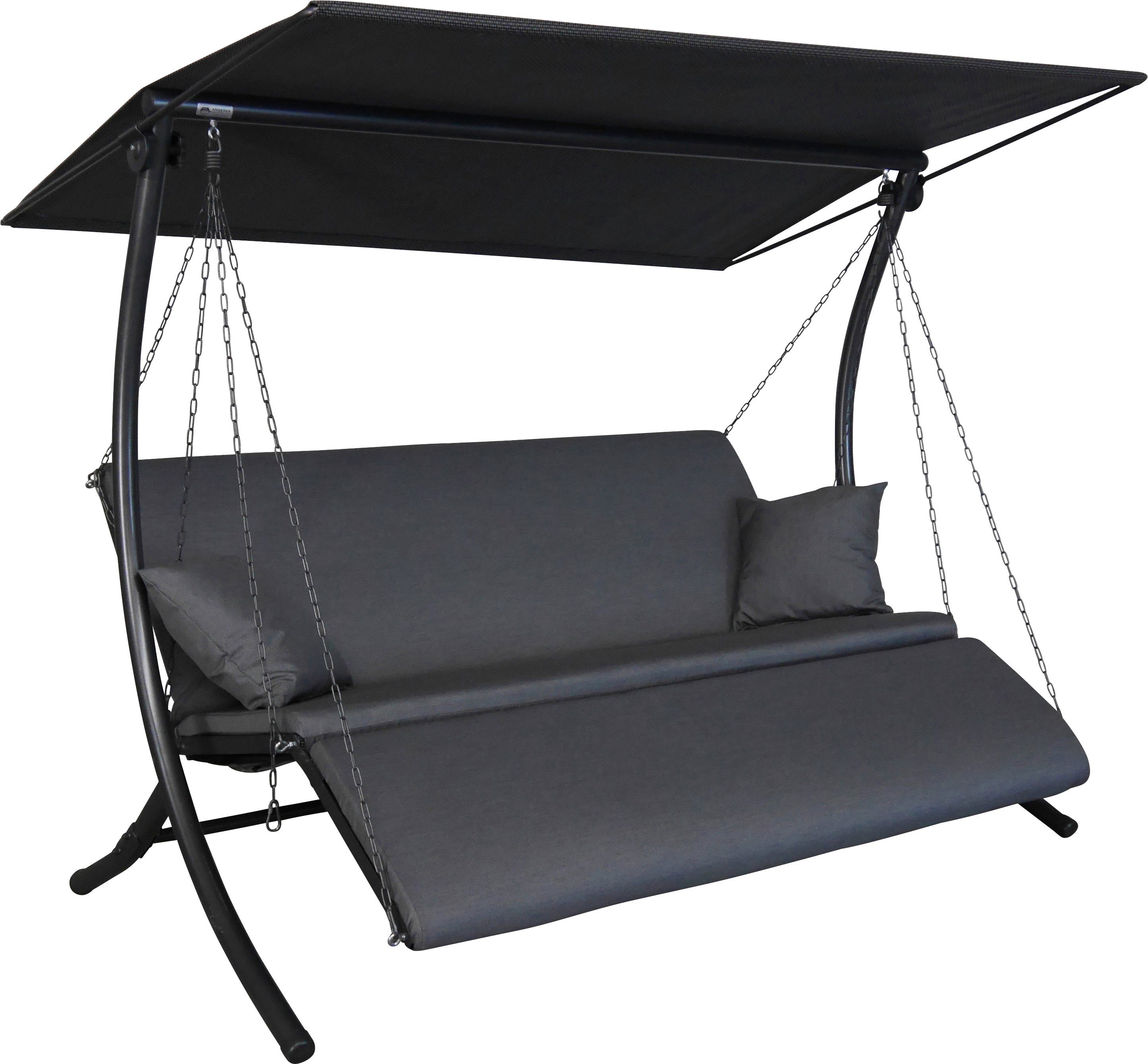 Angerer Freizeitmöbel Hollywoodschaukel Swing Zip anthrazit, 3-Sitzer, Bettfunktion, wetterfest