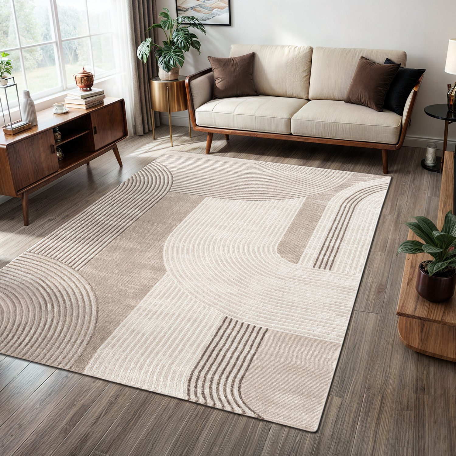Carpetilla Designteppich Designer Wohnzimmer Teppich Creme günstig online kaufen
