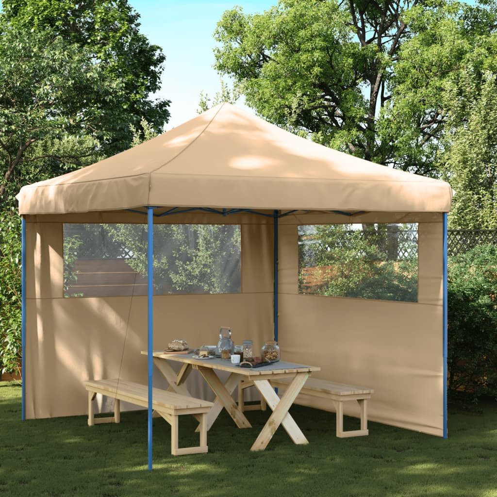 vidaXL Angelzelt, Partyzelt Faltbar Pop-Up mit 2 Seitenteilen Beige