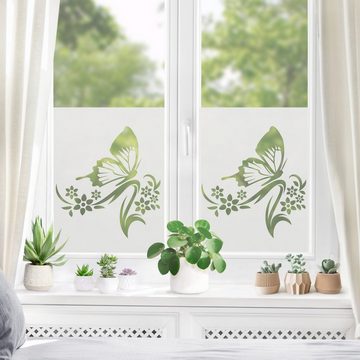 Fensterfolie statisch haftend Motiv Fensterdeko Schmetterling II Blume, Bilderdepot24, blickdicht, Innen Fenster Tür Balkontür Küche Badezimmer Wohnzimmer Schlafzimmer