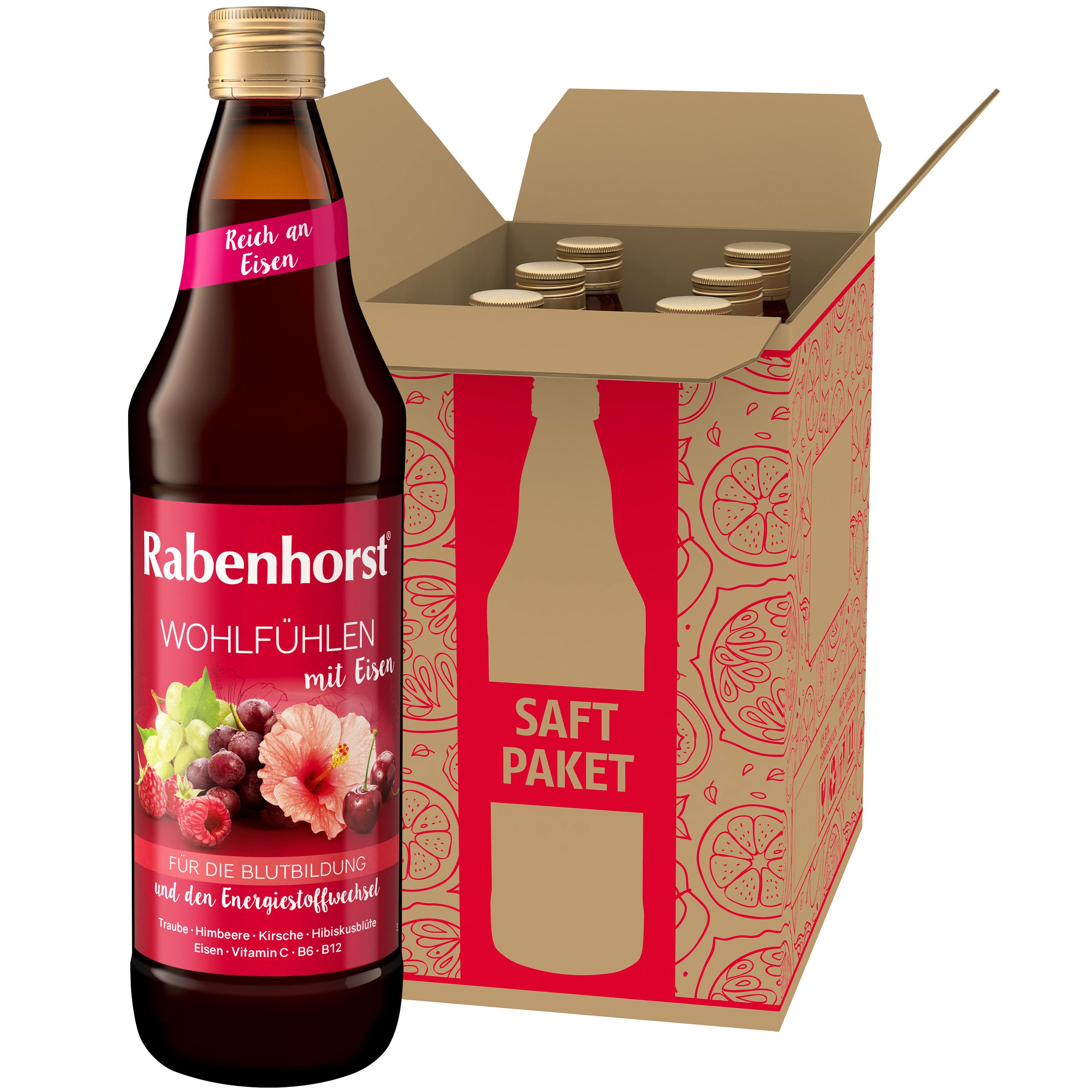 Haus Rabenhorst Saft RABENHORST Wohlfühlen mit Eisen 6er Pack (6 x 700 ml), 0,7 l