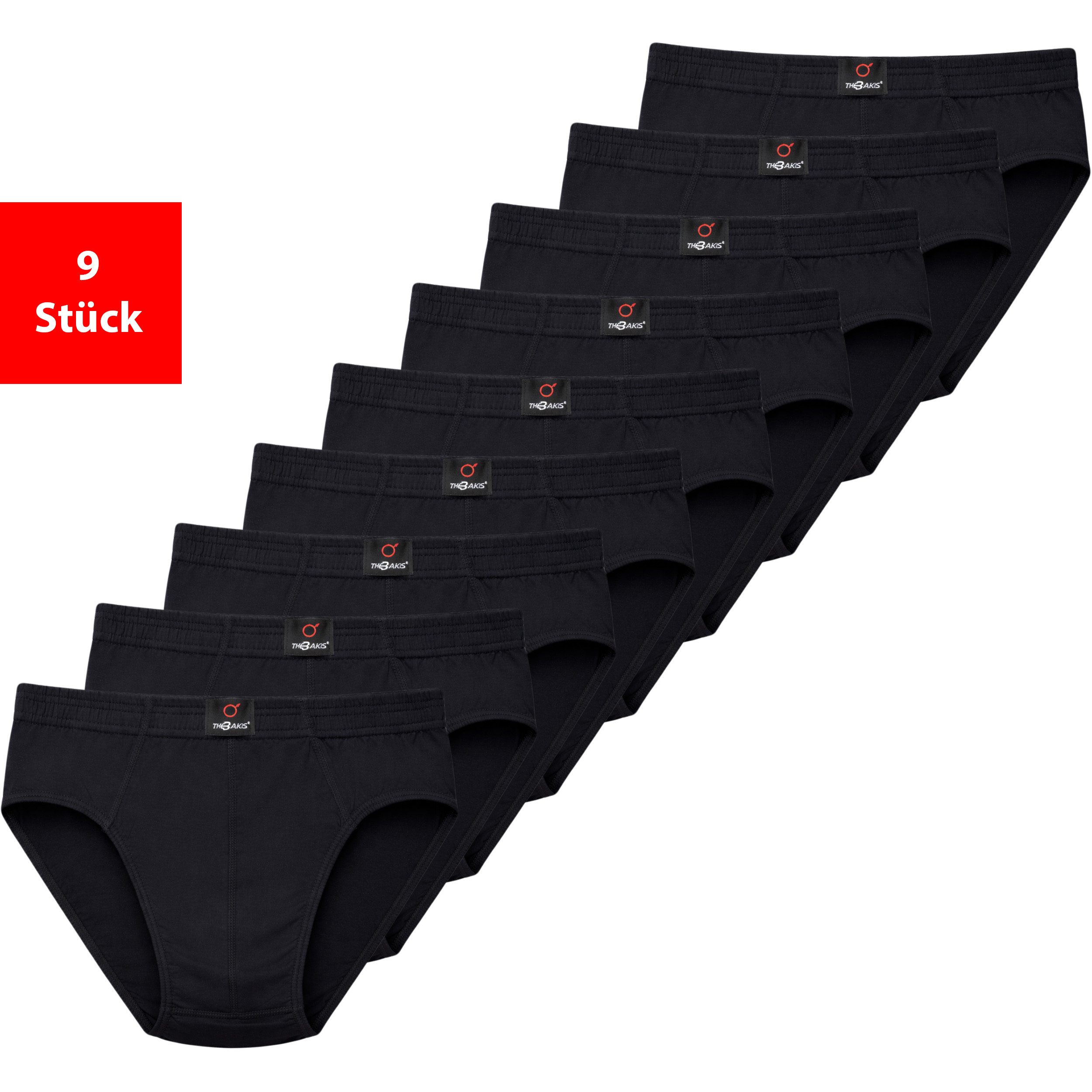 Fashionschmiede Slip Herren Slips Schwarze Unterhosen 3er 6er 9er Pack 100% Baumwolle (Spar-Set, 9-St., 9er-Pack) Reine Baumwolle, hautfreundlich, atmungsaktiv, in Schwarz im Multipack
