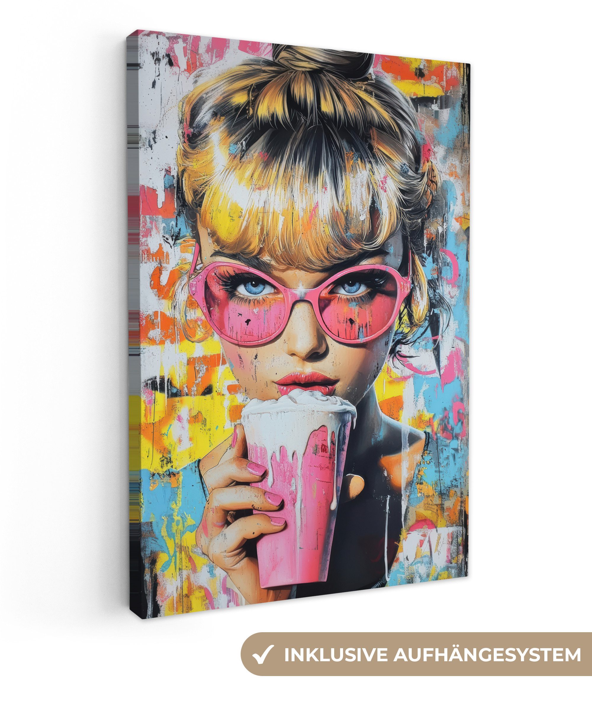 OneMillionCanvasses® Leinwandbild Ausdrucksstark - Milchshake - günstig online kaufen