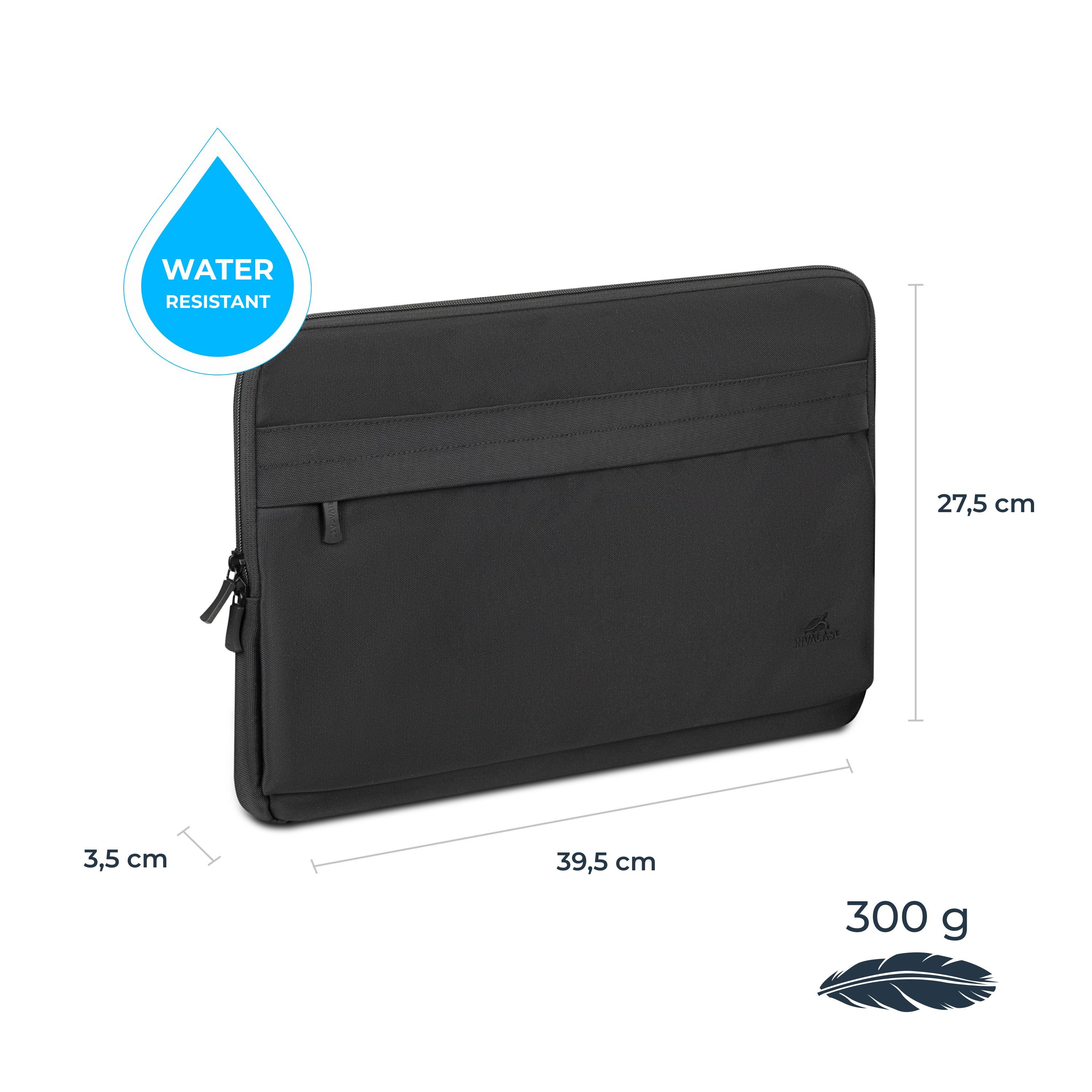 Rucksack für Wasserabweisend, 15,6 Hülle mit Laptop Rivacase Zubehör - Schwarz Fach Zoll