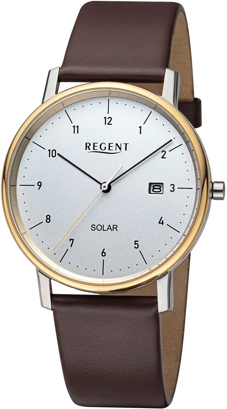 Regent Solaruhr F1549 - 30418TG, Armbanduhr, Herrenuhr, Datum, Mineralglas, analog