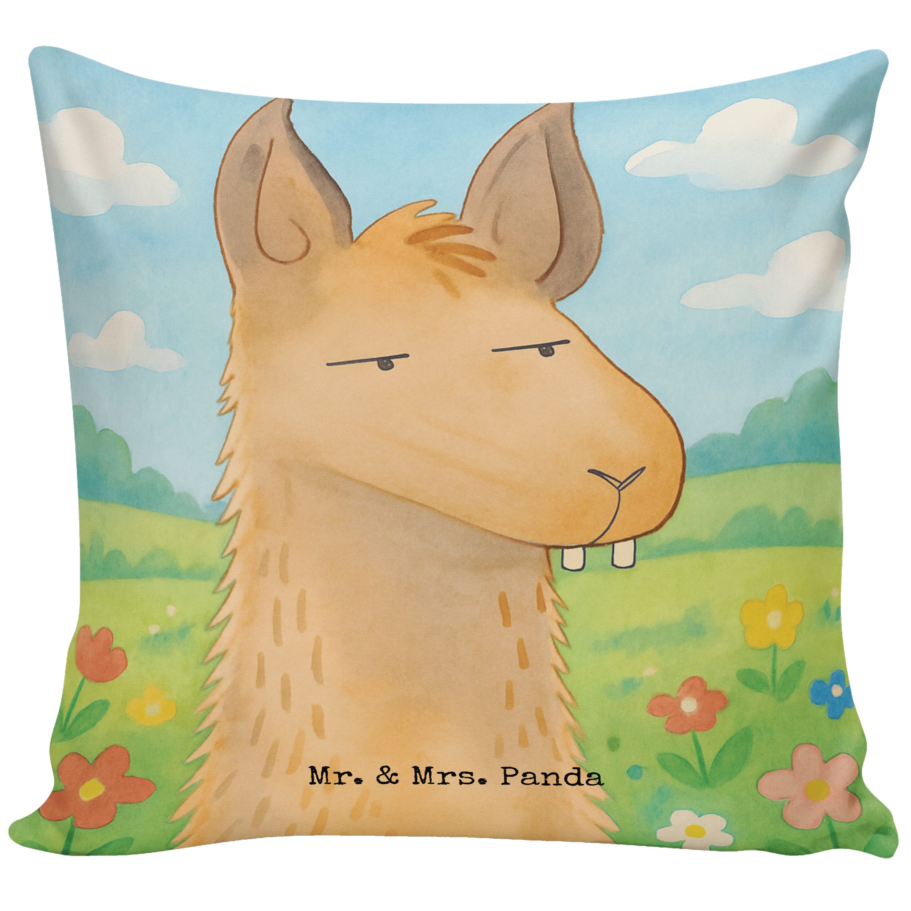 Mr. & Mrs. Panda Декоративные подушки Lamakopf Genervt Design, kuschelkissen 40x40, Weiß, couchkissen 40x40