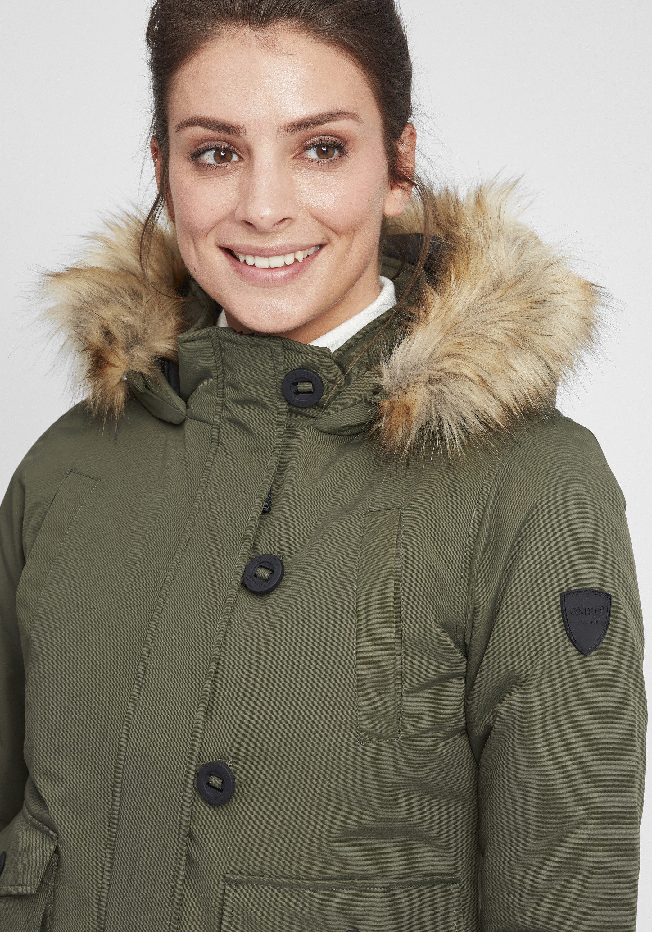 OXMO Winterjacke OXAcila Wattierte Winterjacke mit Kapuze und abnehmbarem Kunstfellkragen – Bild 4 von 5