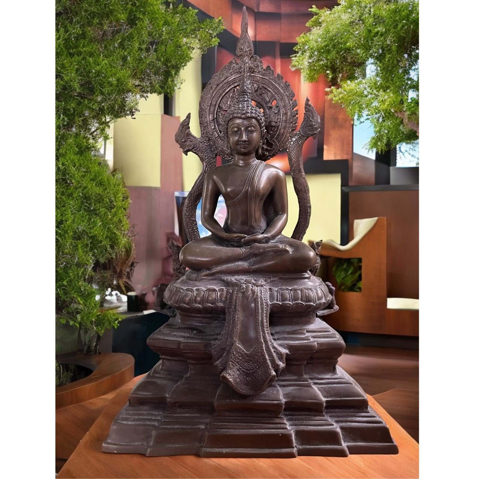 Asien LifeStyle Buddhafigur Donnerstags Buddha Figur Bronze Thailand 38cm groß
