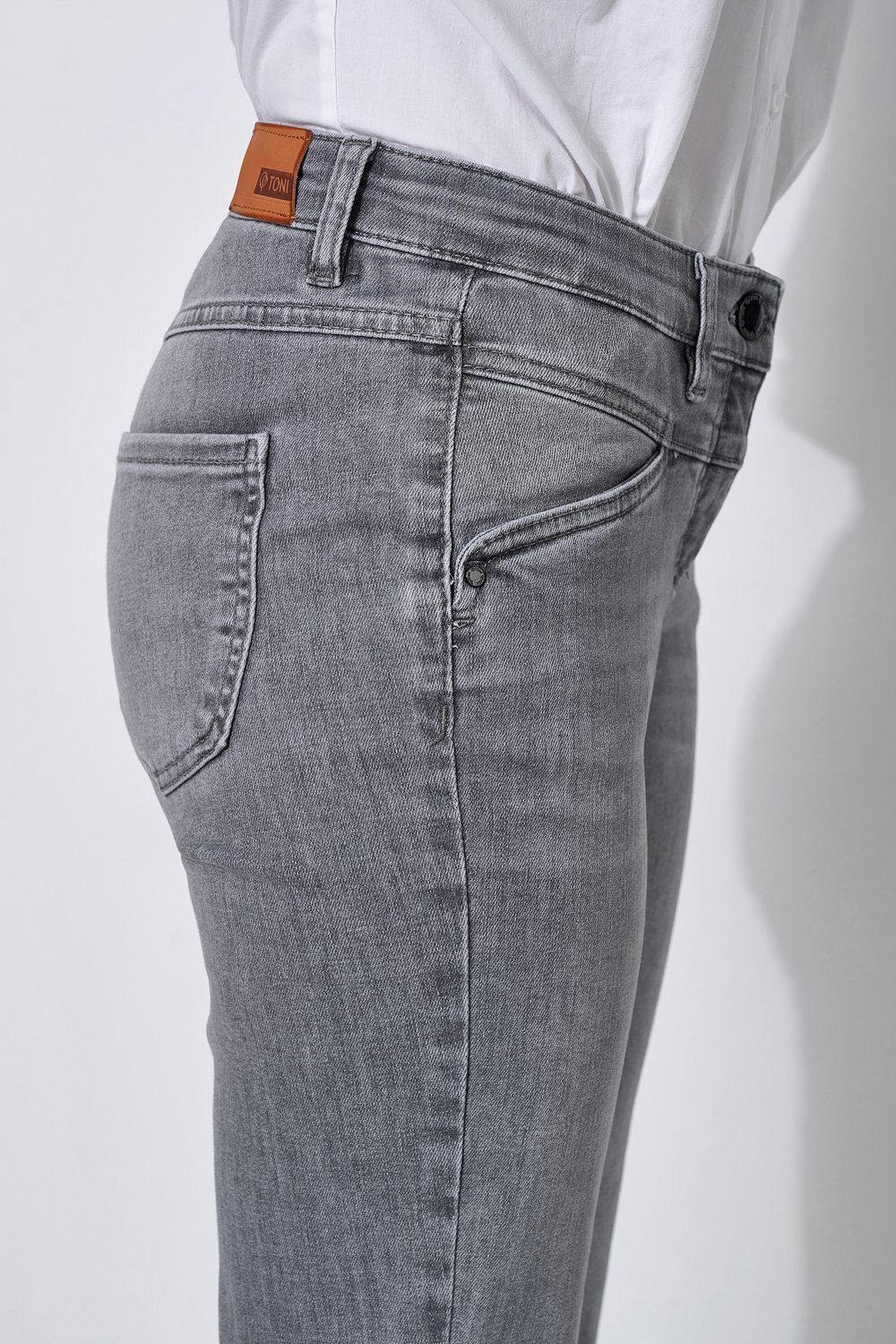 Hüftsattel Perfect 864 mittelgrau Shape Slim-fit-Jeans TONI vorne mit -