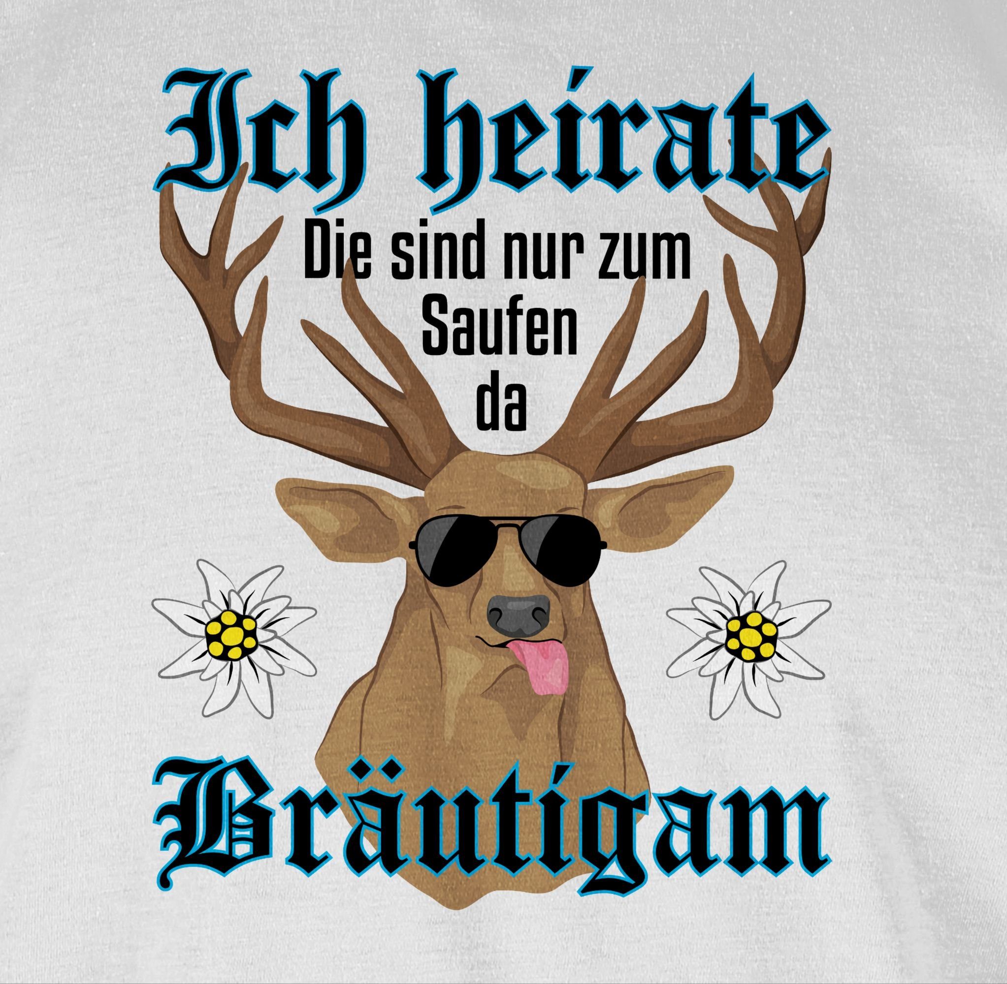Shirtracer T-Shirt Bräutigam Hirsch 1 Männer Weiß JGA