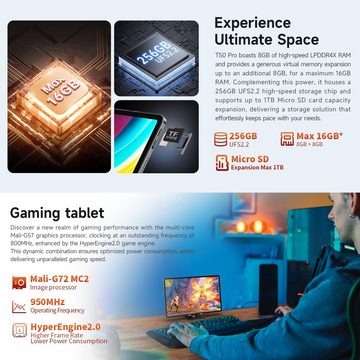 TECLAST T50 Pro Top Gaming 16 GB RAM MTK G99 Octa-Core 6nm CPU 2.2Ghz 8000mAh Tablet (11", 256 GB, Android 13, 4G LTE/5G WiFi, Leistungsstarkes Multimedia-Gerät für unterwegs)