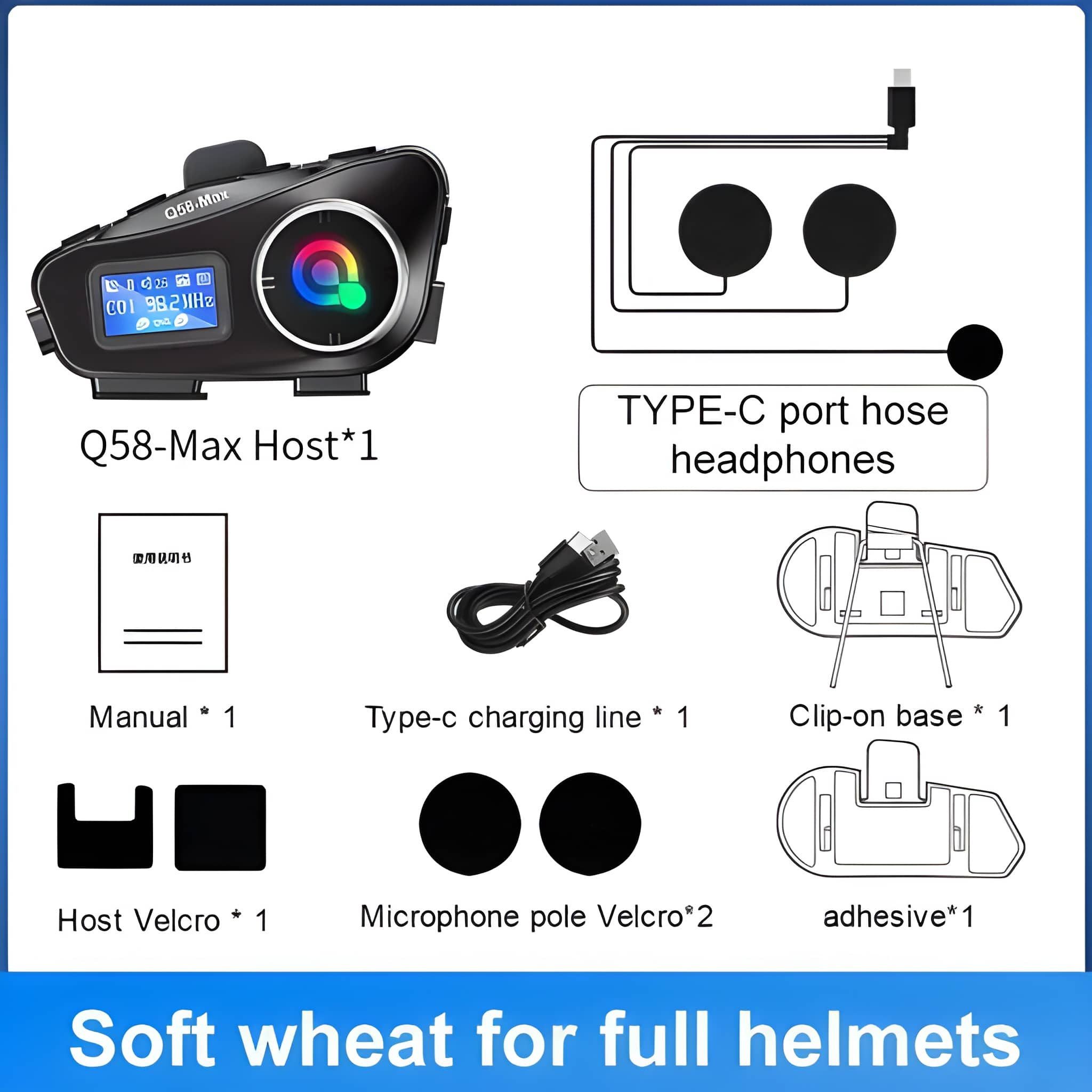 Athlix Motorrad Headset Bluetooth wasserdicht Radio Geräuschunterdrückung Motorrad-Navigationsgerät (500m Reichweite, KI-Sprachassistent, IP65 wasserdicht)