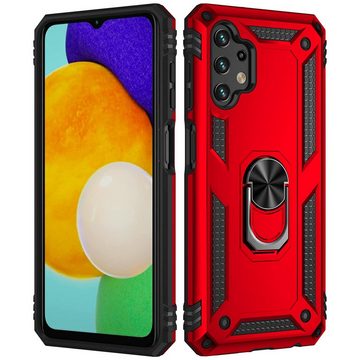 CoolGadget Handyhülle Rot als 2in1 Schutz Cover Set für das Samsung Galaxy A13 4G 6,6 Zoll, 2x Glas Display Schutz Folie + 1x TPU Case Hülle für Galaxy A13 4G