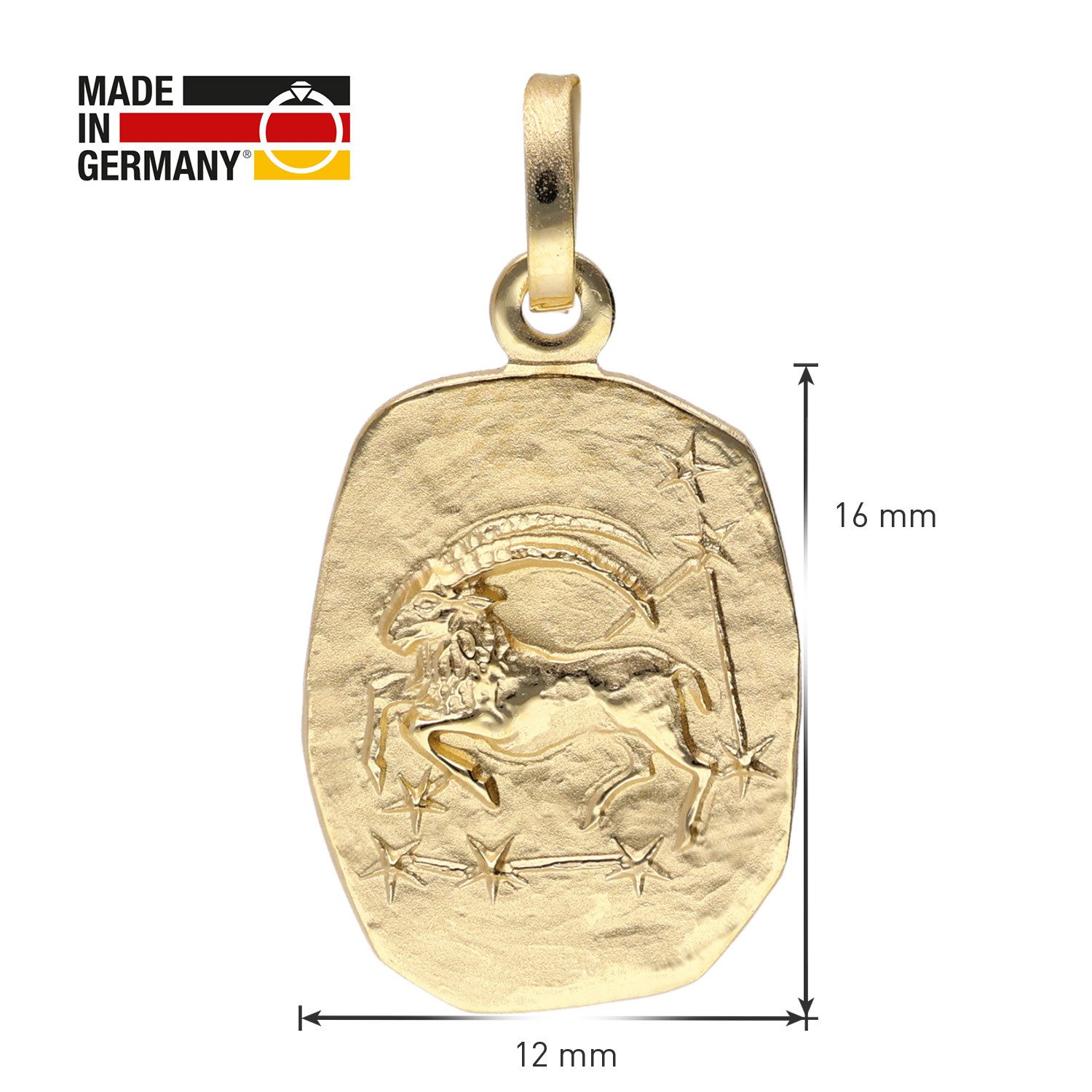 trendor Kette mit Anhänger Steinbock Sternzeichen Gold 333 mit vergoldeter Silberkette