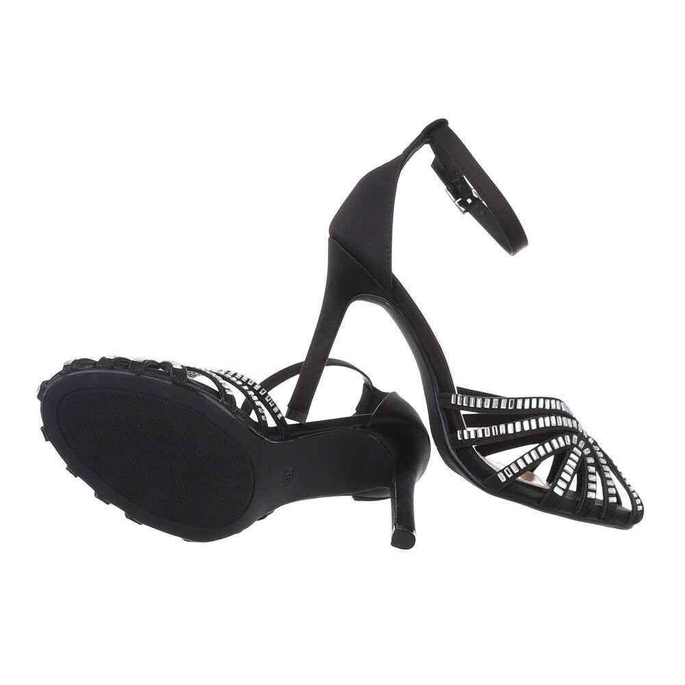 Ital-Design Damen Abendschuhe Party & Clubwear Schnürpumps Pfennig-/Stilettoabsatz Sandalen & Sandaletten in Schwarz