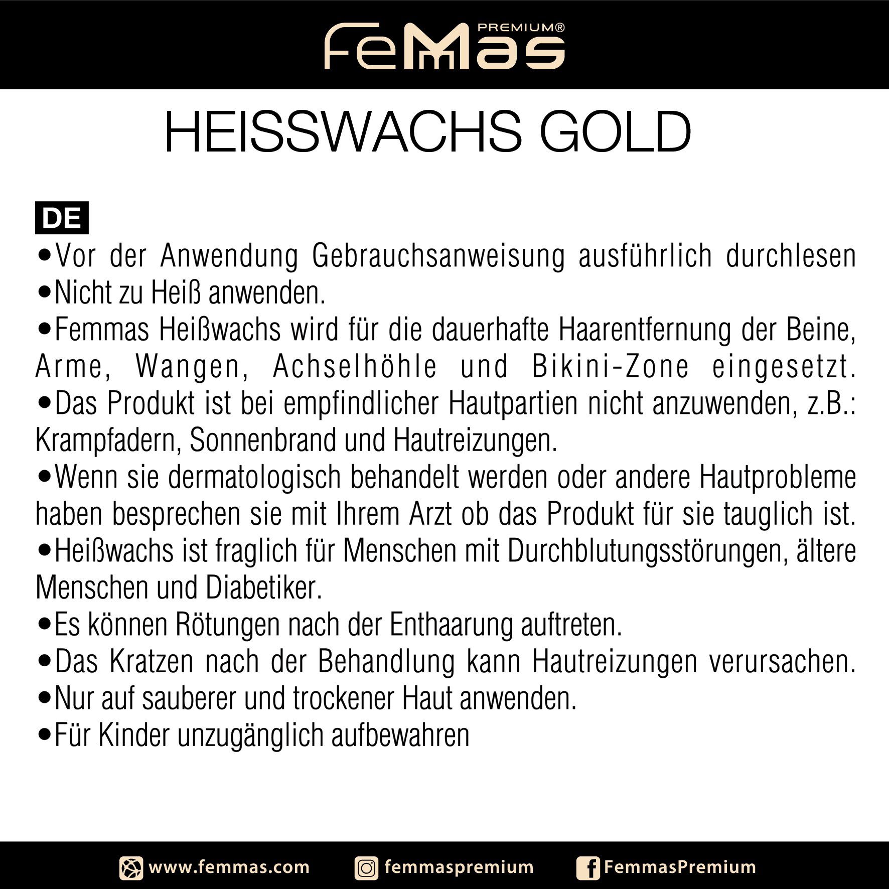 Enthaarungswachs 500ml Heisswachs FemMas Premium Gold Femmas