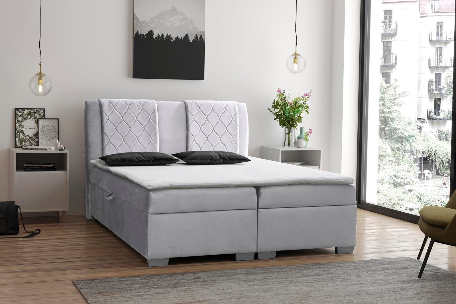 Beautysofa Boxspringbett Kolumbia, mit 2 Bettkasten, günstig online kaufen