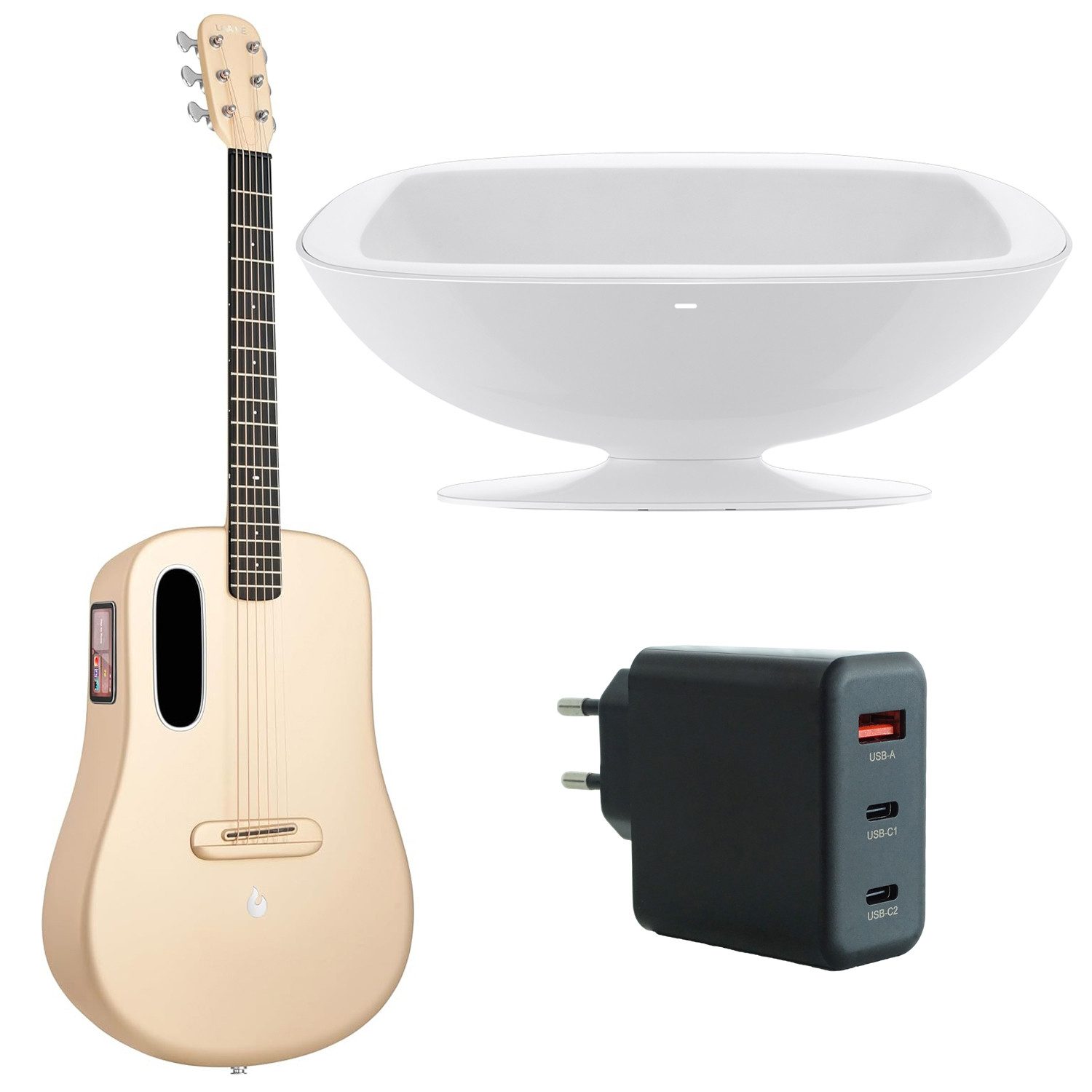 Westerngitarre Lava Music Gitarre ME 4 36 Zoll Soft Gold mit Ladestation