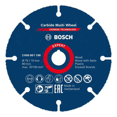 BOSCH Trennscheibe Expert Carbide Multi Wheel, Ø 76 mm, Trennscheibe, 10 mm für Mini-Winkelschleifer