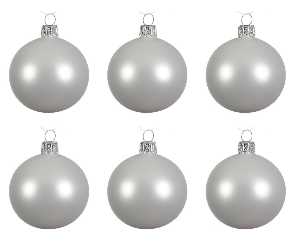 Kaemingk Weihnachtsbaumkugel, Новогодние шары Glas 6cm mundgeblasen 6er Box - Winterweiß matt