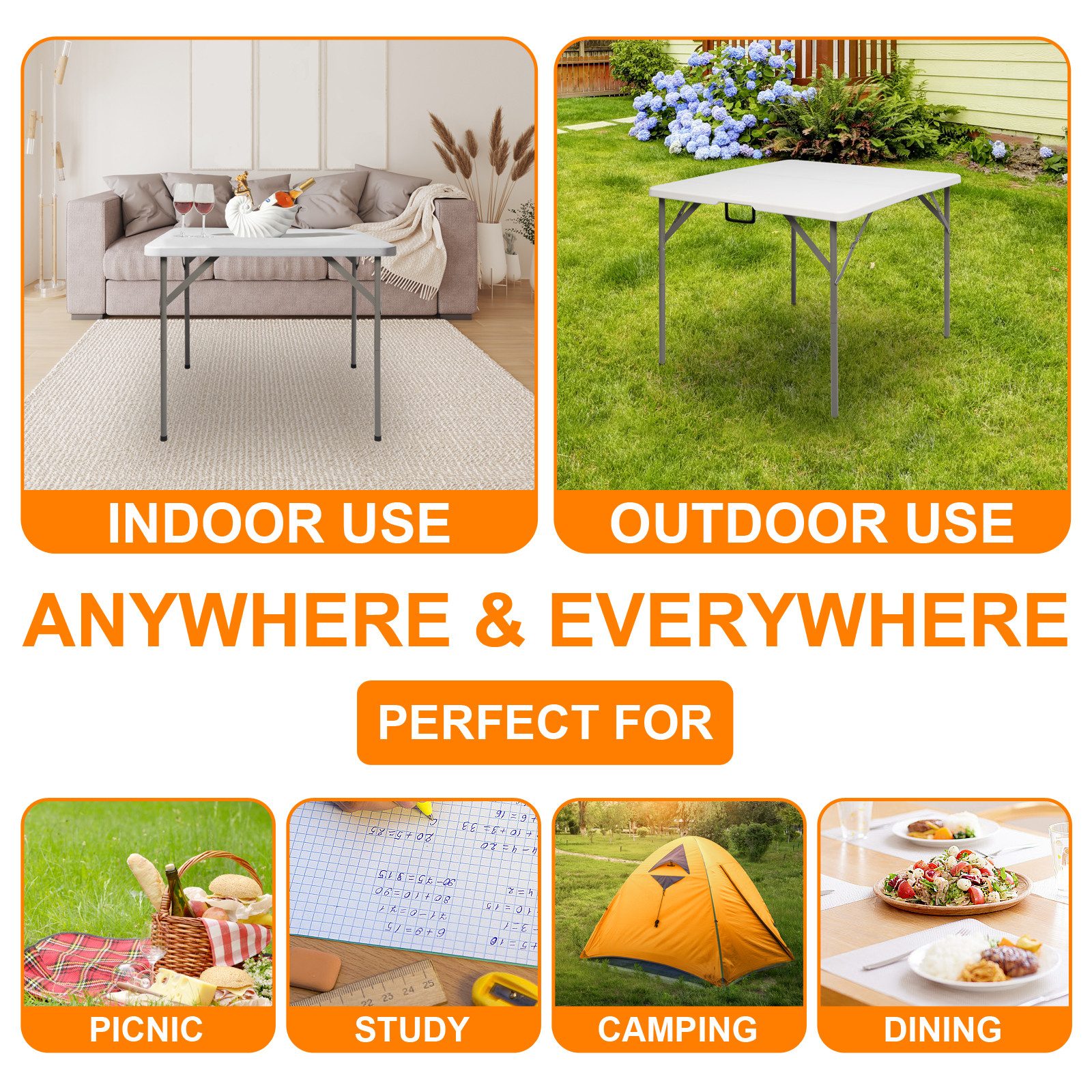 VINGLI Campingtisch Klapptisch, Gartentisch Wetterfest, Balkontisch günstig online kaufen