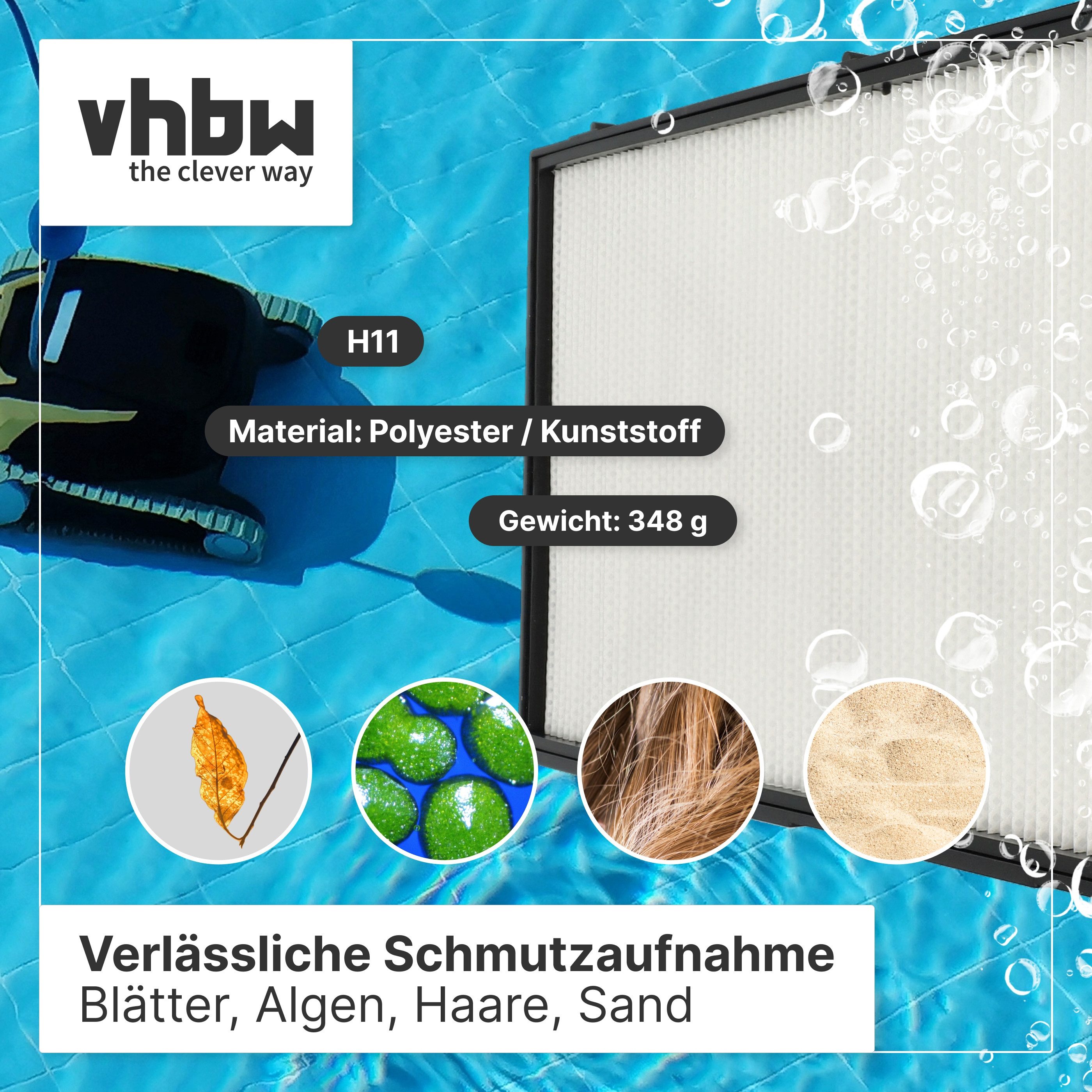 vhbw Ersatzfilter passend für Dolphin Bluemaxi 65i, Delfin M400, CC Plus, C4, C3, Bio, Zubehör für Dolphin Bluemaxi 65i Delfin M400 CC Plus C4 C3 Bio