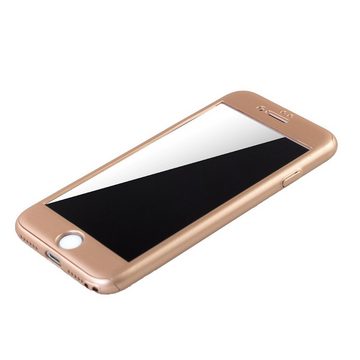 König Design Handyhülle Apple iPhone 7, Apple iPhone 7 Handyhülle 360 Grad Schutz Full Cover Gold