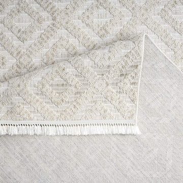Teppich CLASICO 8927, Carpet City, rechteckig, Höhe: 11 mm, Kurzflor, Hochtief-Muster/ 3D-Effekt Rauten, Fransen, Wohnzimmer