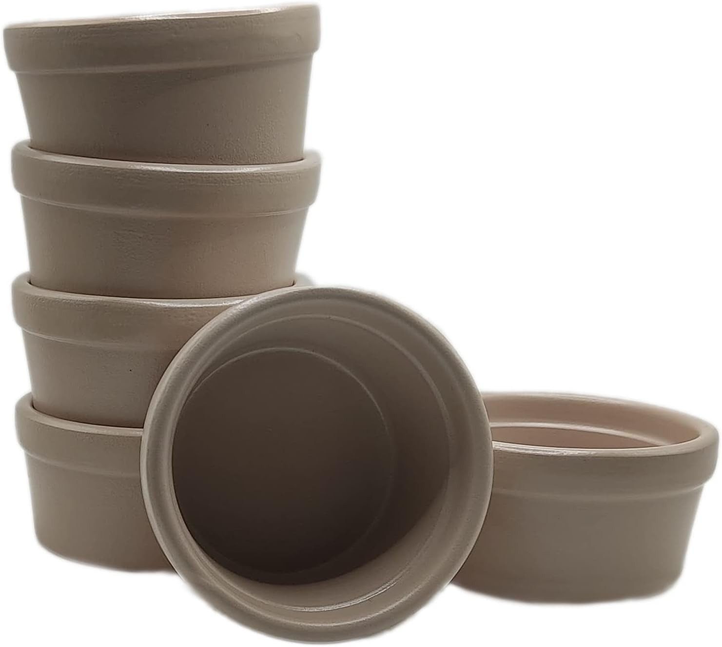 Servierschale 6x Mini Tapas Schalen Taupe Dip- & Snackschalen für Chips Saucen Süßes