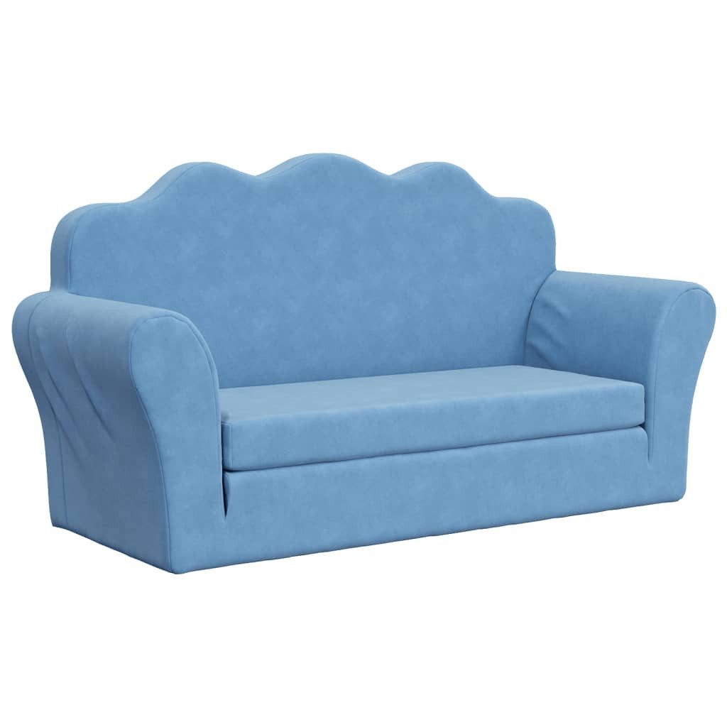 vidaXL Kindersofa, Kinder Schlafsofa 2-Sitzer Blau Weicher Plüsch