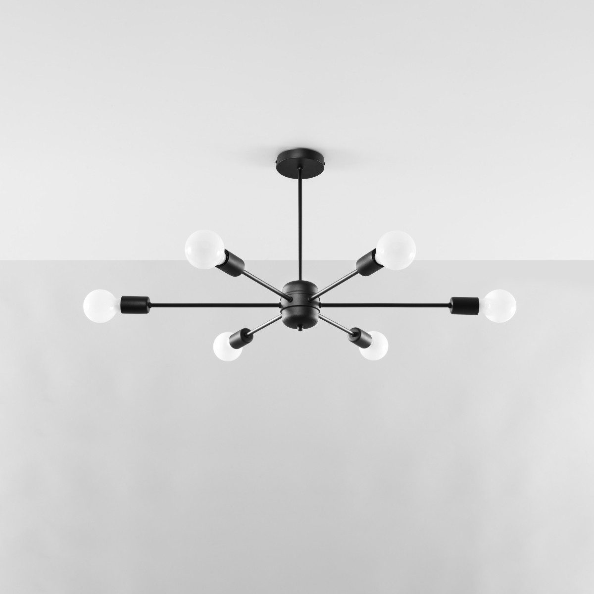 SOLLUX lighting Kronleuchter Kronleuchter Lango 6 Schwarz, Nicht enthalten