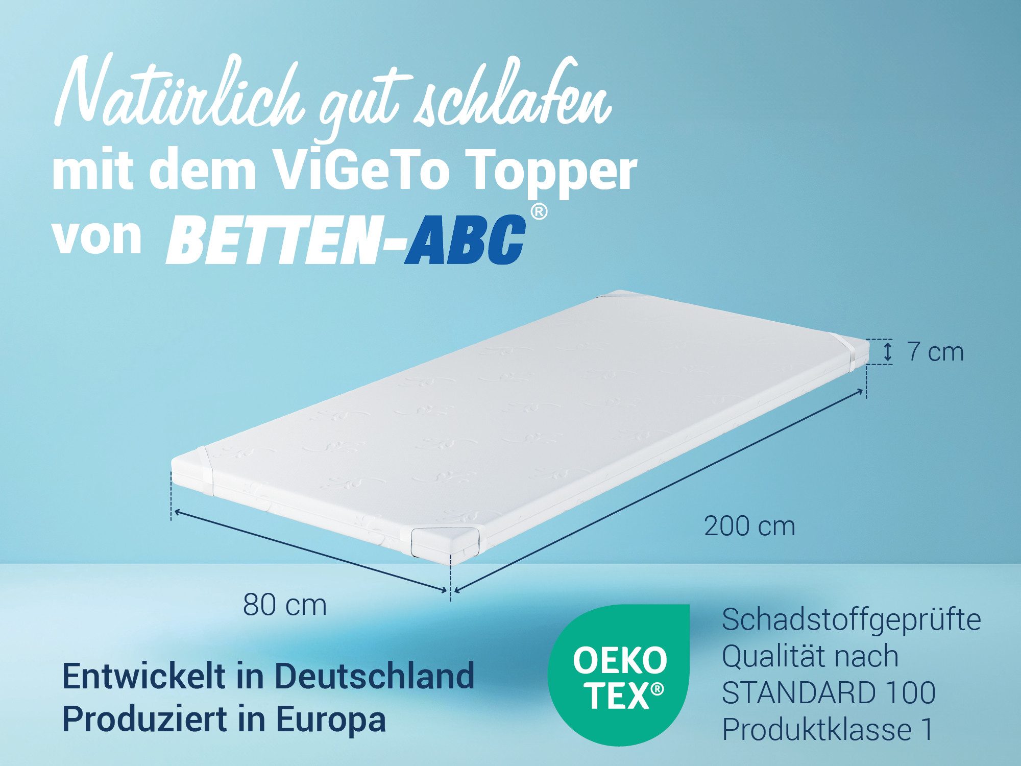 Betten-ABC, Topper Betten-ABC ViGeTo Kombitopper - Auflage mit Visco- oder Gelschaum, 7 cm hoch, Gelschaum