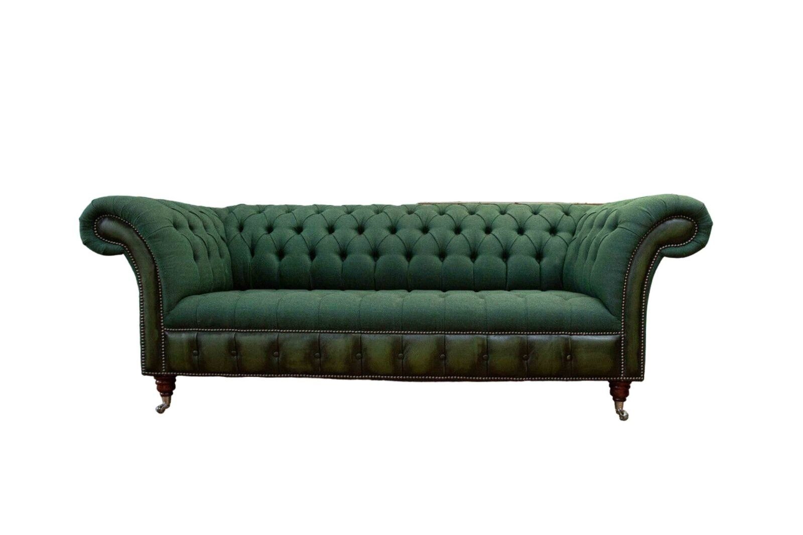 JVmoebel Sofa Grünes Chesterfield Sofa 3 Sitzer Couch Polster Stoff Leder Couchen, Made in Europe