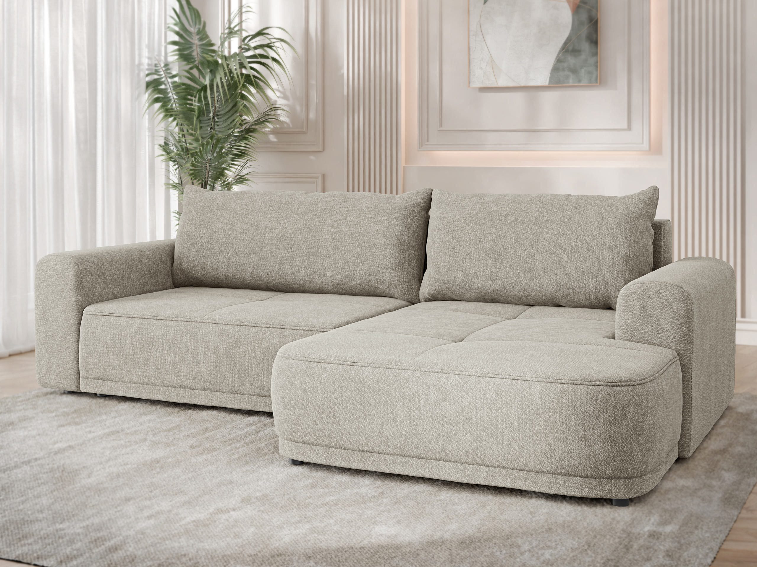 MIRJAN24 Ecksofa Passo, mit Bettkasten und Schlaffunktion, 265x166x83 cm, Ausziehmechanismus DL