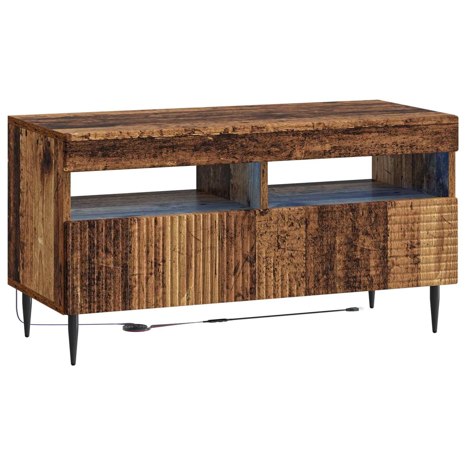 vidaXL TV-Schrank 3-teiliges LED TV Regal Altholz Holzwerkstoff