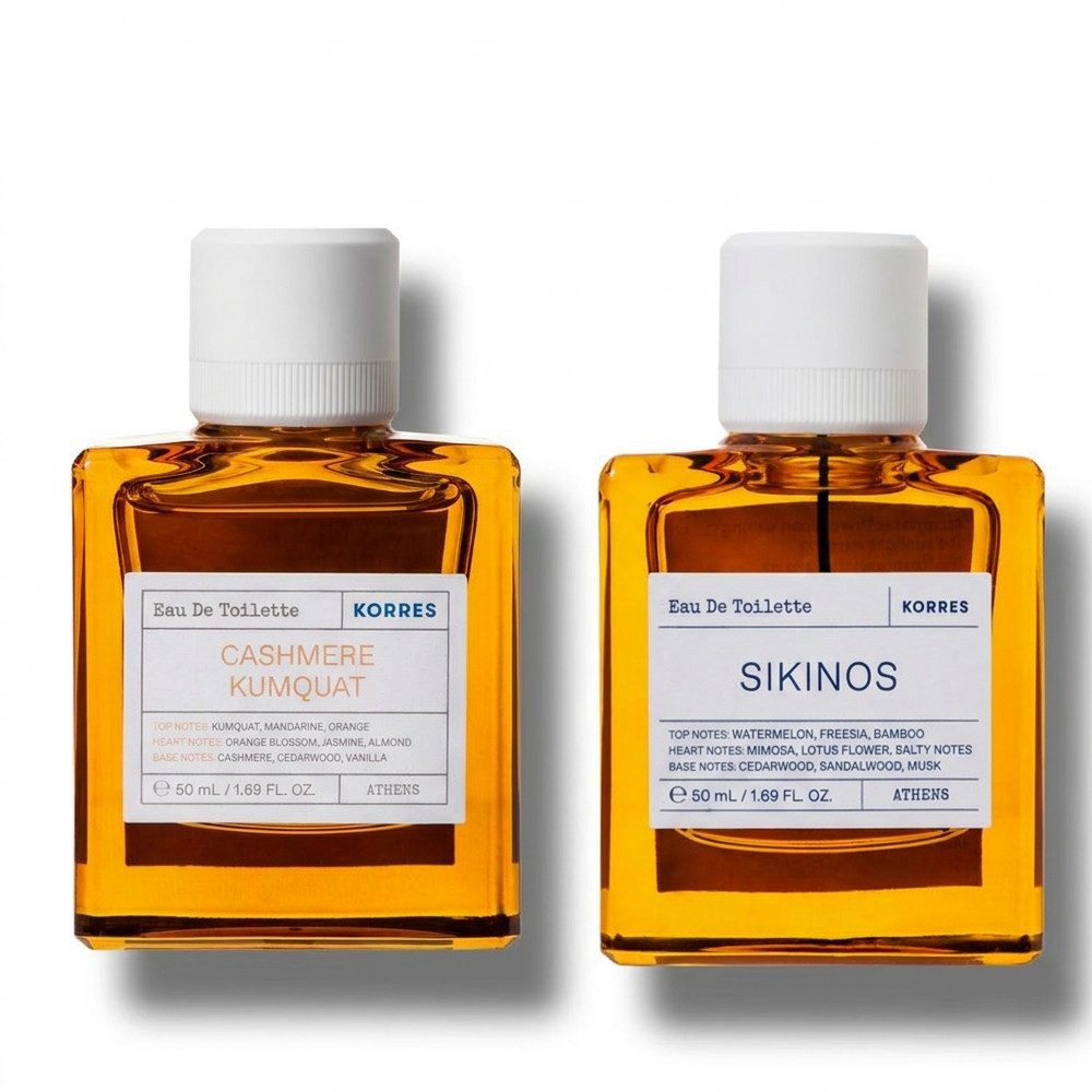 Korres Eau de Toilette Korres Cashmere Kumquat und Skinos Eau de Toilette Duft Duo, Zwei sich ergänzende Düfte von frisch-aquatisch bis warm-orientalisch