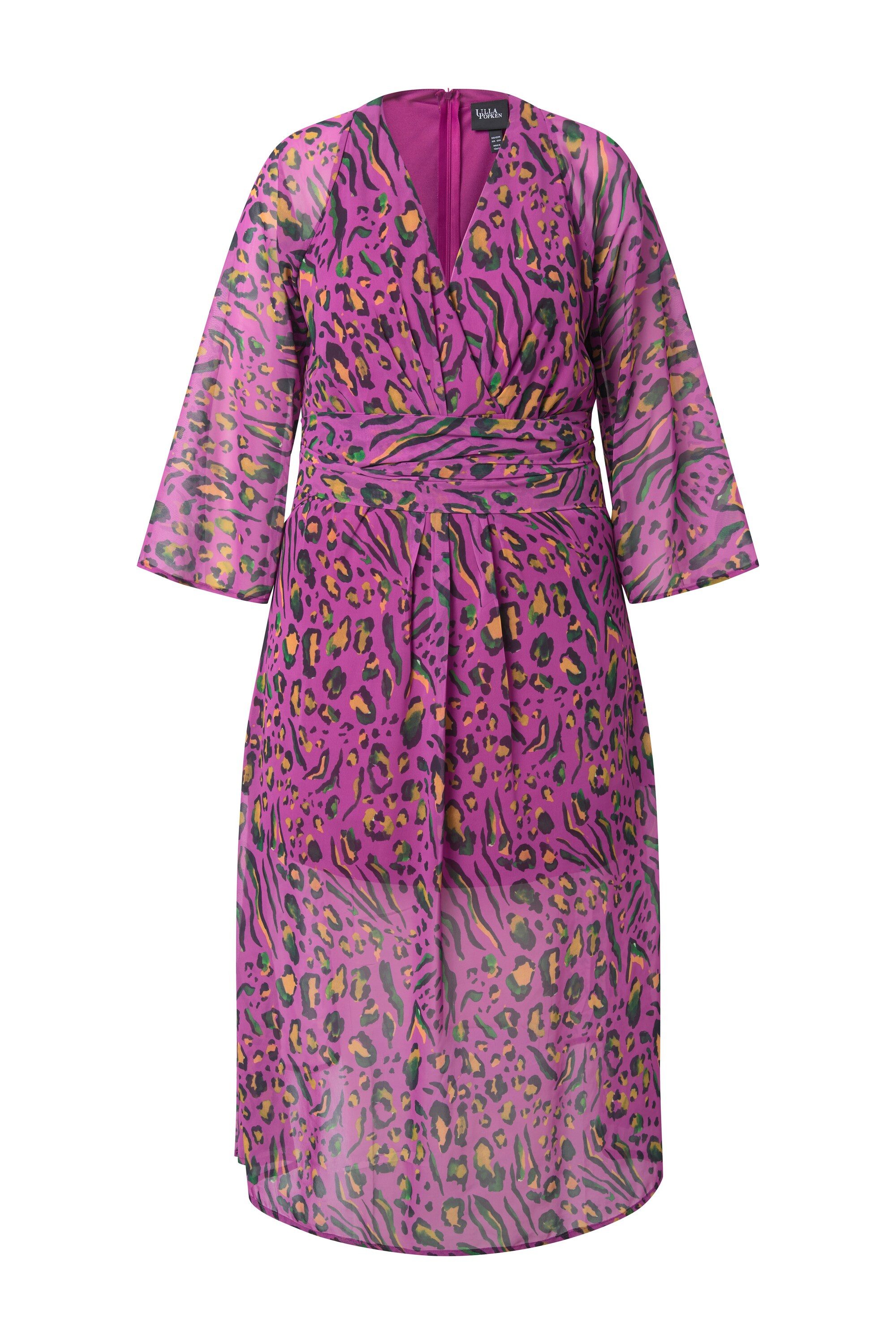 Jerseykleid Jerseykleid Leomuster V-Ausschnitt