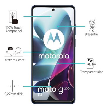 CoolGadget Schutzfolie Panzerfolie für Motorola Moto G200 5G, (9H Härtegrad, 2x Schutzglas, 1xReinigungset), Displayfolie Panzer Schutzfolie 2 Stück für Motorola G200 5G Glasfolie