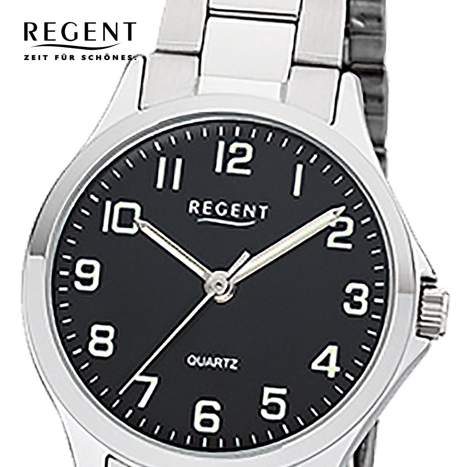 Regent Quarzuhr Regent Damen (ca. Metallarmband 2252409 Damen rund, Quarz, 29mm), Armbanduhr klein Uhr Metall