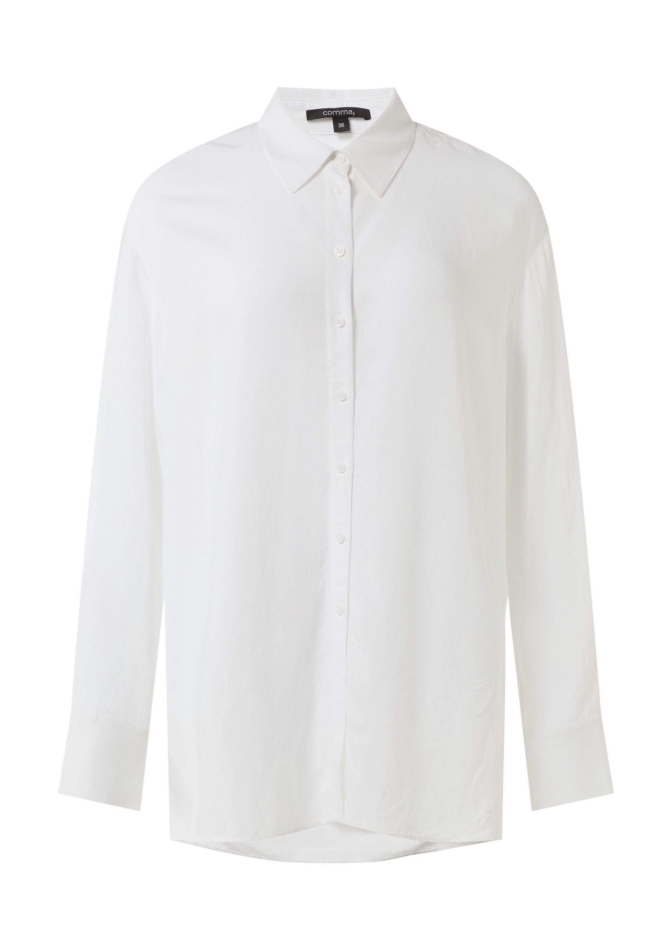 comma Langarmbluse Bluse Tunika-Bluse aus Viskose-Leinen-Mix