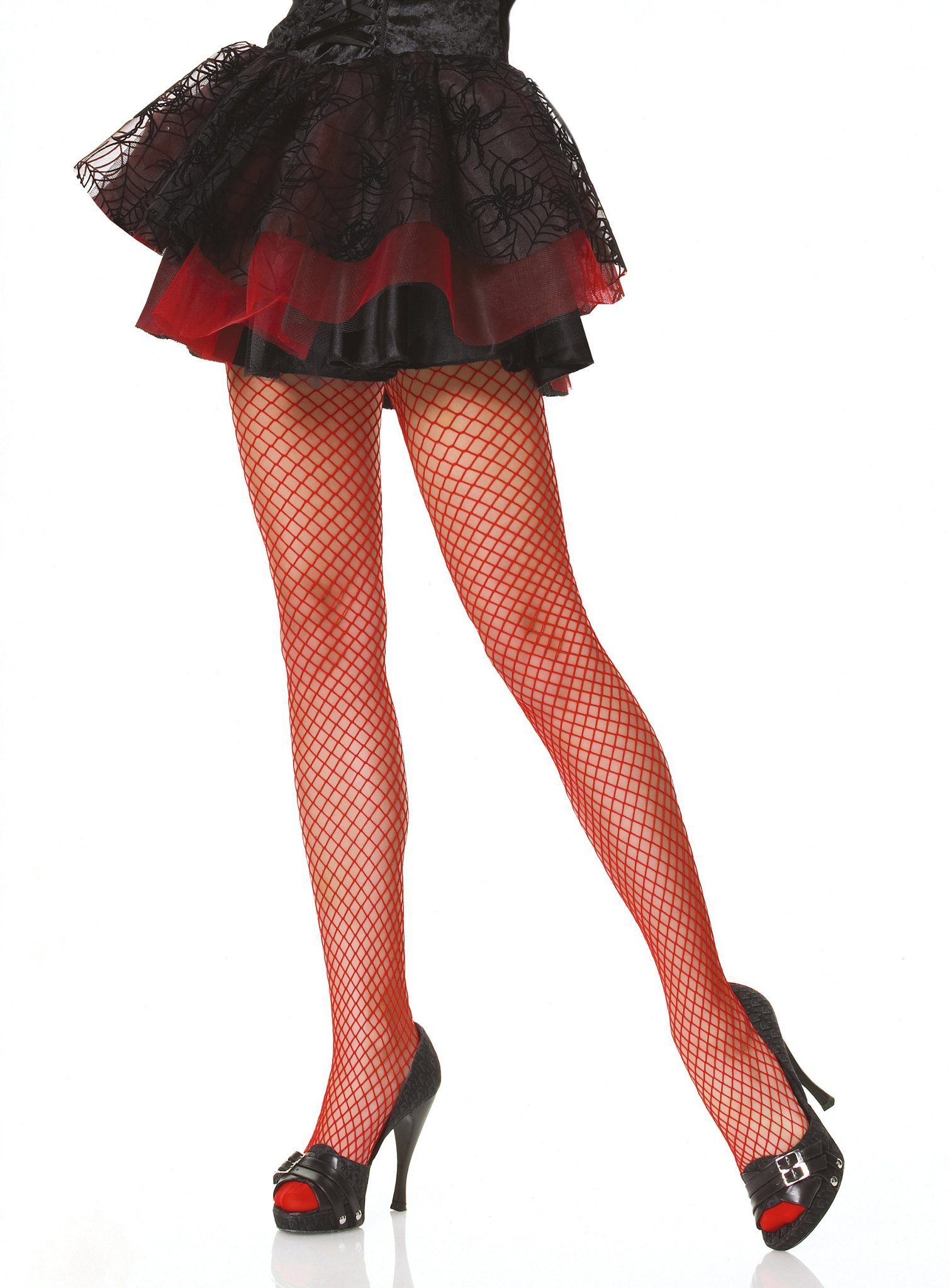 Leg Avenue Feinstrumpfhose Fishnet Strumpfhose rot Farbenfrohe Netzstrumpfhose