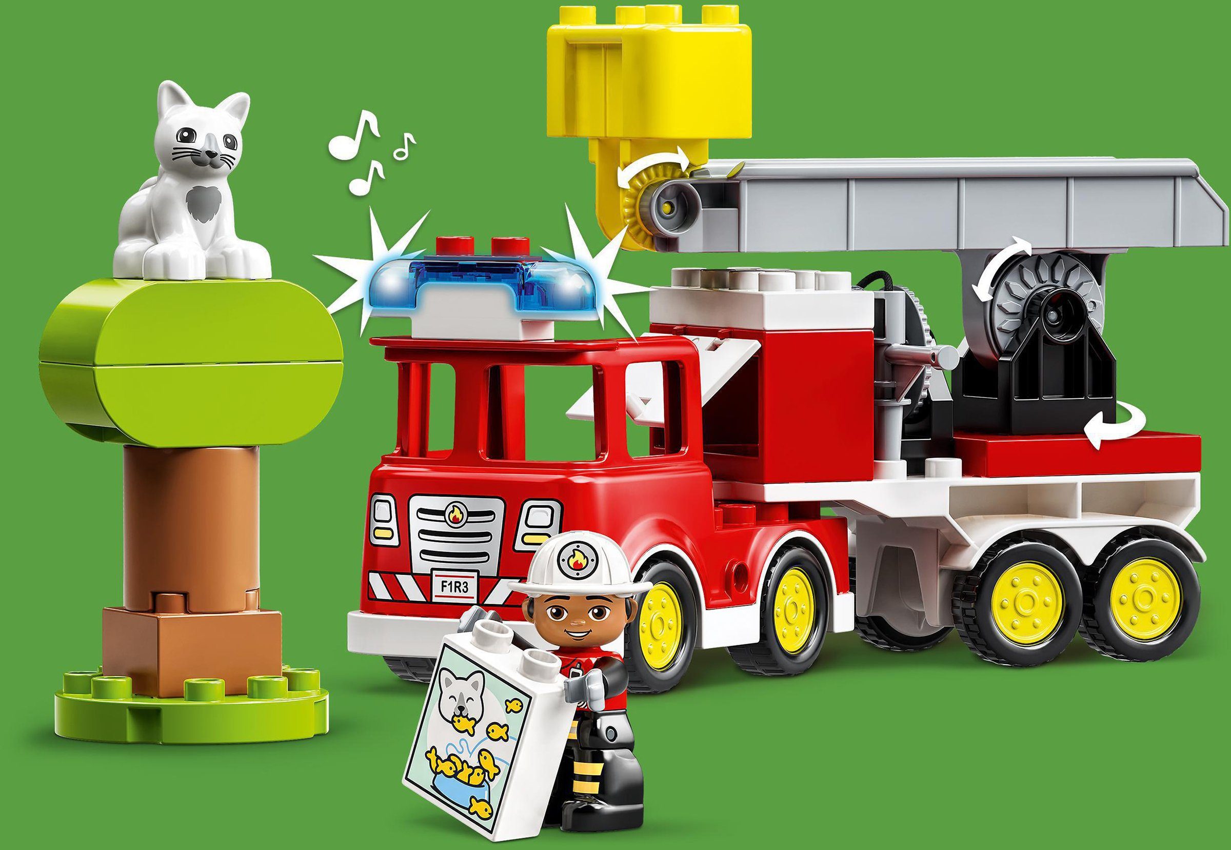 LEGO® Konstruktionsspielsteine Feuerwehrauto Made LEGO® mit (10969), St), in (21 und DUPLO, Sirene Licht; Europe