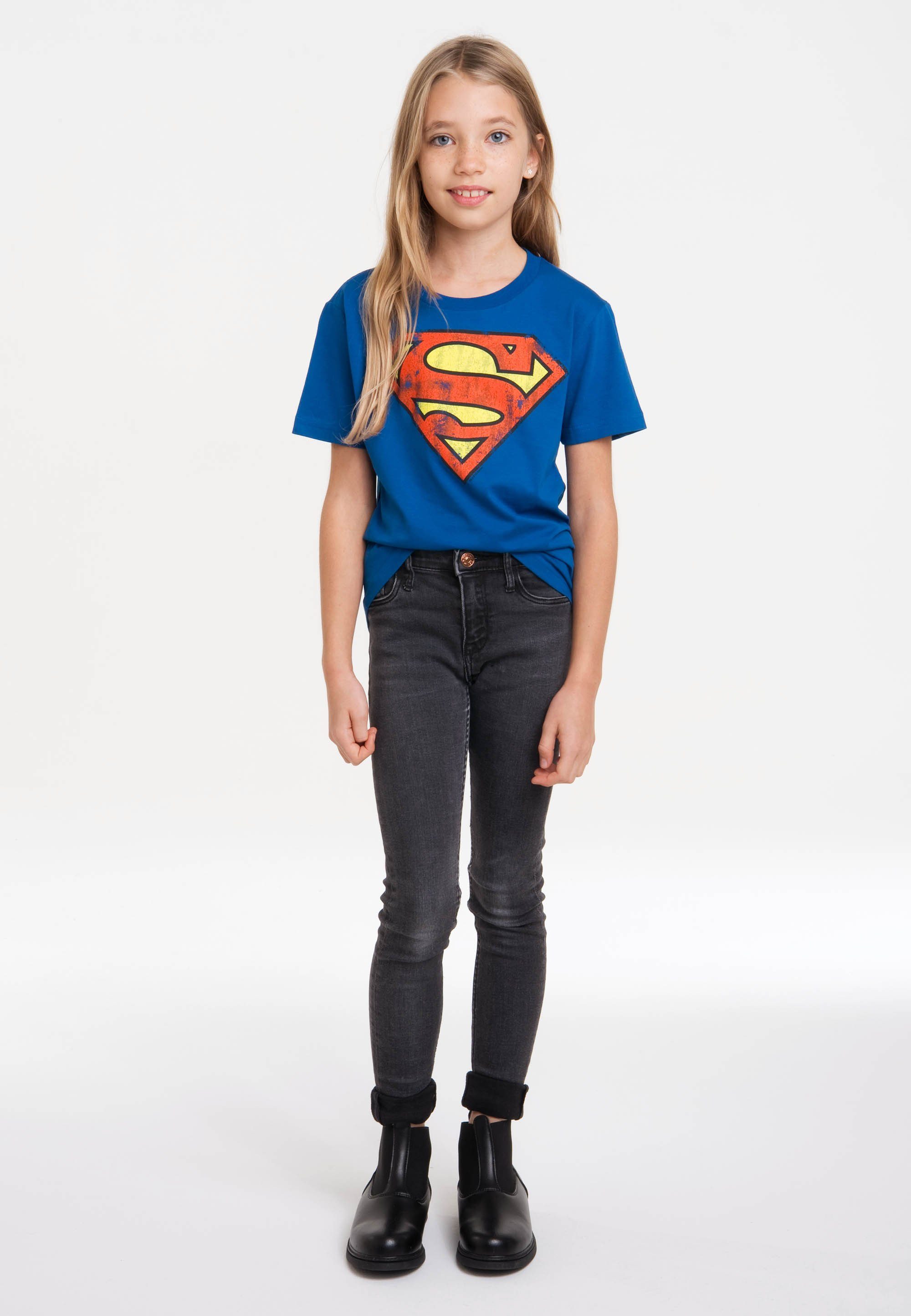 LOGOSHIRT T-Shirt DC Comics – blau Print lizenziertem mit Superman