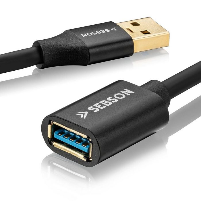 SEBSON USB Verlängerung 3m - A Stecker auf A Buchse - USB 3.0 Daten Kabel 5 Gbit/s Datenübertragung Smartphone-Kabel (300 cm)