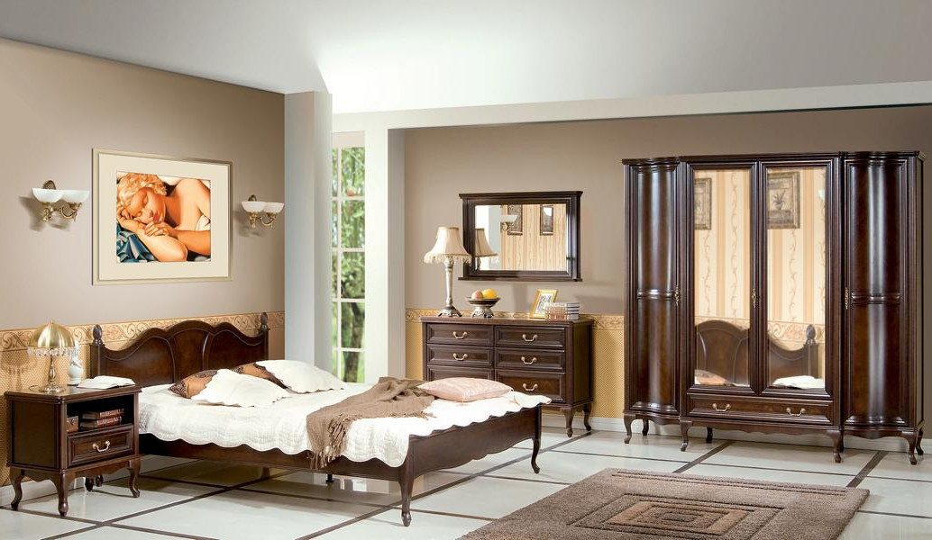 Xlmoebel Komplettschlafzimmer Holzbett mit Nachttischen und Kleiderschrank in natürlicher Holzoptik, (6-tlg., Schlafzimmer-Set), Hergestellt in Europa