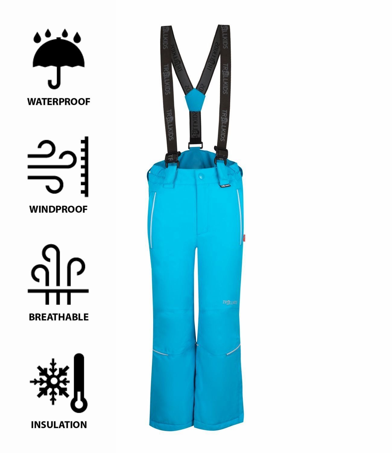 Fit Skihose TROLLKIDS Vivid-Blau Slim Holmenkollen