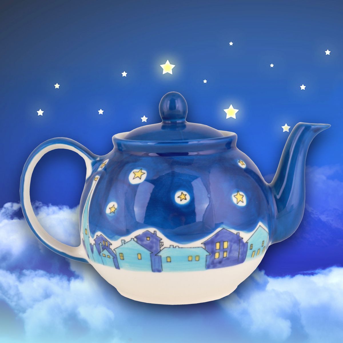 Mila Teekanne Mila Keramik-Teekanne Nachtkatzen, ca. 1,2 Liter, 1200 l, (Stück, 1 Teekanne mit Deckel)