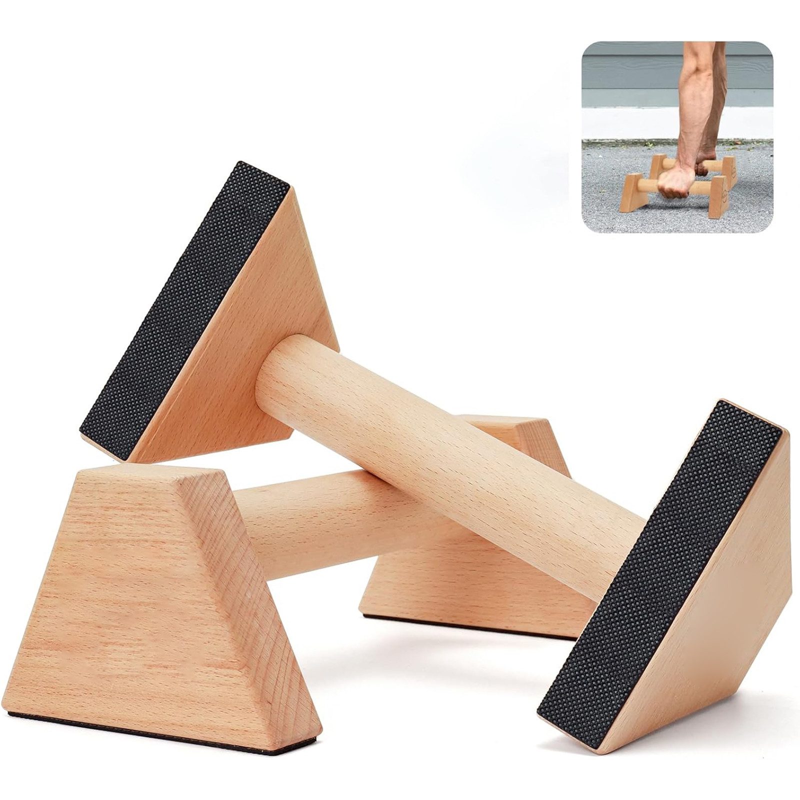 AIMAX Liegestützgriffe aus Holz Calisthenics Equipment, rutschfeste Push-up, Liegestützgriffe Fitnessgeräte, Handstand Griffe & Liegestütze
