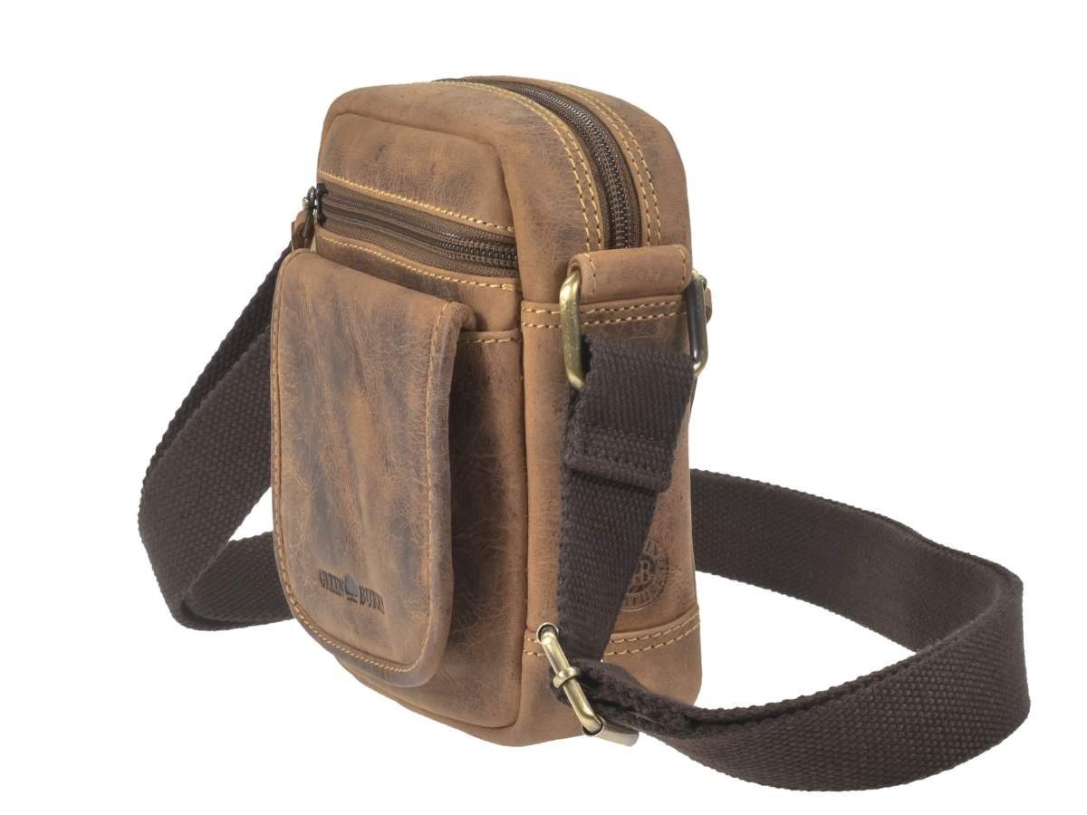 Greenburry Umhängetasche "Vintage" Leder, Schultertasche, kleine Herrentasche 15x17cm, antik Look