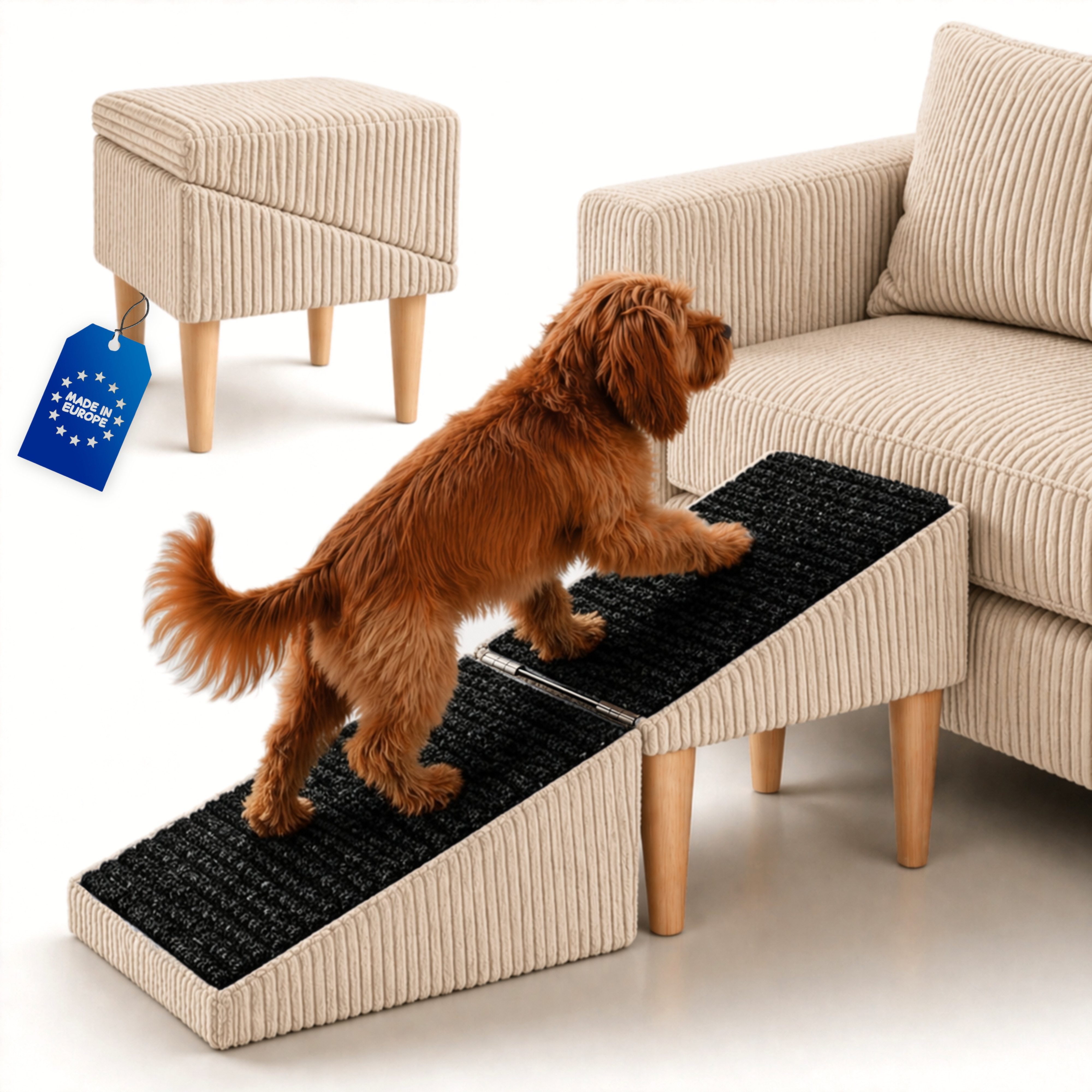 Outentin Haustiertreppe Hundetreppe klappbar mit Polster - Hunderampe Sofa Bett Katze (100 kg Belastbarkeit 2-in-1 Funktion 72x36x36 cm, 16 Farben, 1-St., Rutschfeste Oberfläche, Gelenkschonend, Pflegeleicht, Für Innenbereich)